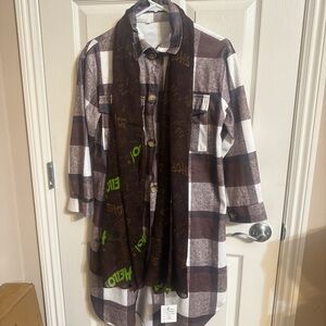 Classic Brown and White Checkered coat Shirt